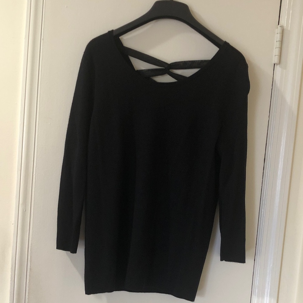 Black Sweater with Cross Back Detail - Picture 1 of 4